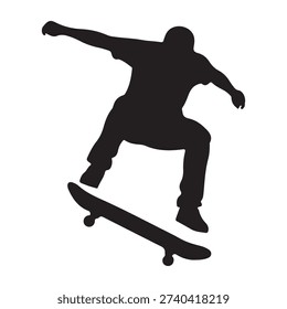 Skateboarder Performing Trick Silhouette Vector Icon