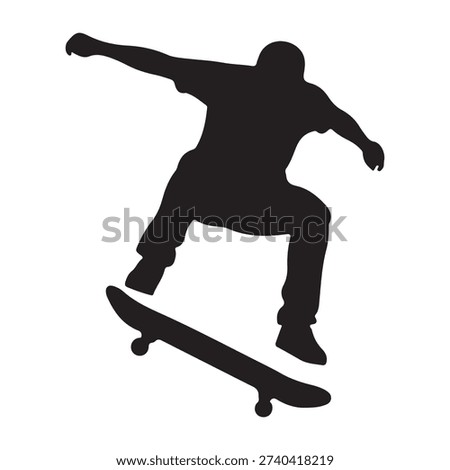 Skateboarder Performing Trick Silhouette Vector Icon