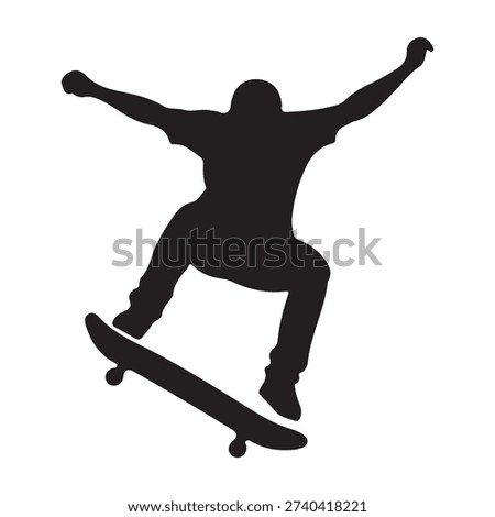Skateboarder Performing Trick Silhouette Vector Icon