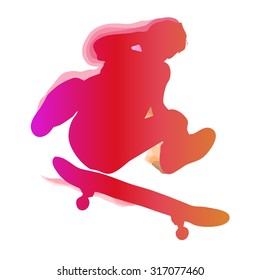 Skateboarder performing a trick. Vector illustration.