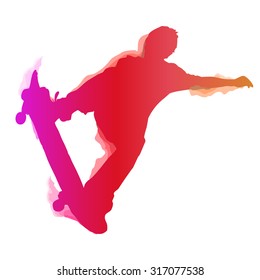 Skateboarder performing a trick. Vector illustration.