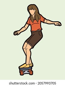 Skateboarder Playing Skateboard Extreme Sport Action Cartoon Graphic Vector