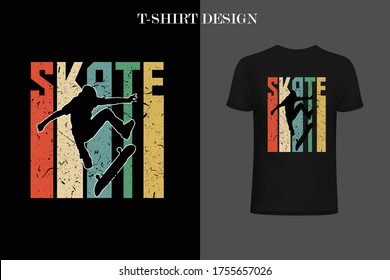 Skateboarder Retro t-shirt design.Retro t-shirt design.Skateboarder t-shirt design.