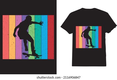 Skateboarder Retro Vintage T-Shirt For Man
