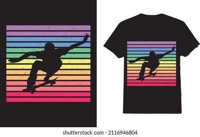 Skateboarder Retro Vintage T-Shirt For Man