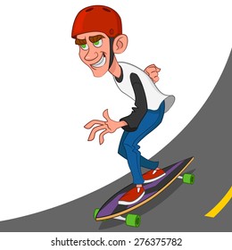 skateboarder rides a longboard. Vector illustration.