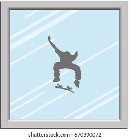 Skateboarder silhouette.