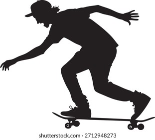 Skateboarder Silhouette in Action: Capturar um momento dinâmico de um skatista mid-trick, destacando o equilíbrio e agilidade envolvidos no esporte.
