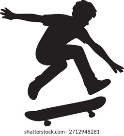 Skateboarder Silhouette in Action: Capturar um momento dinâmico de um skatista mid-trick, destacando o equilíbrio e agilidade envolvidos no esporte.