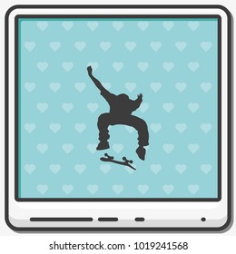 Skateboarder silhouette flat vector icon.