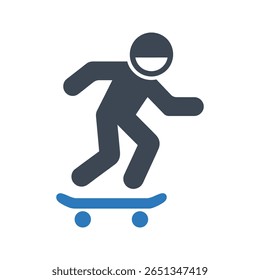 Skateboarder silhouette icon. Vector and glyph