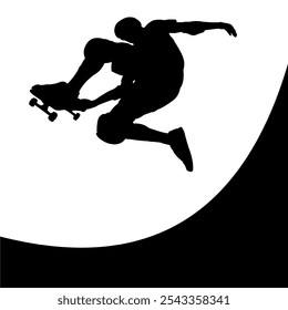 skateboarder silhouette, skater freestyle vector illustration