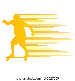 Skateboarder silhouette vector background concept made of stripes