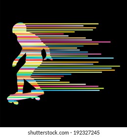 Skateboarder silhouette vector background concept made of stripes