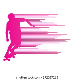 Skateboarder silhouette vector background concept made of stripes