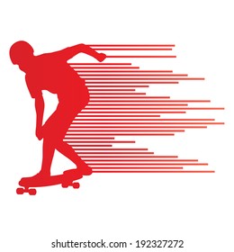 Skateboarder silhouette vector background concept made of stripes