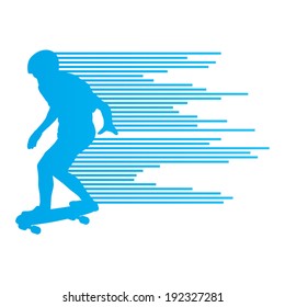 Skateboarder silhouette vector background concept made of stripes