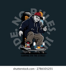 Skateboarder with Skateboard Illustration vector