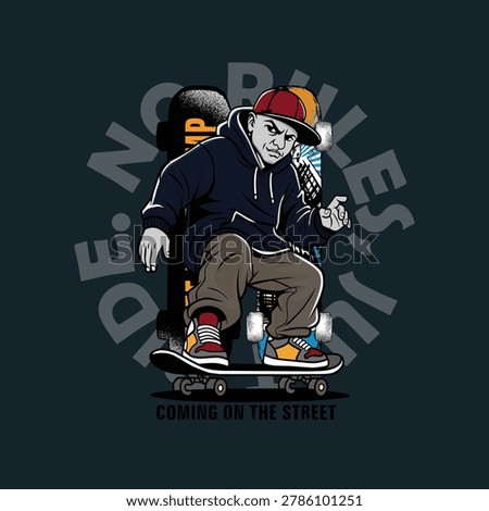 Skateboarder with Skateboard Illustration vector