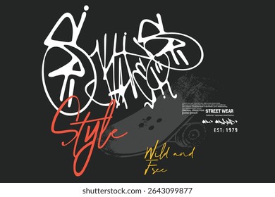 skatista, Skater arte tees, graffity sloganTee arte, t camisa gráficos impressão vetor ilustração design, Skate placa lettering, Tipografia urbana hipster rua arte para tees gráficos.eps8