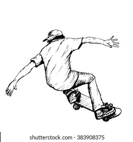 Skateboarder Sketch - Vector