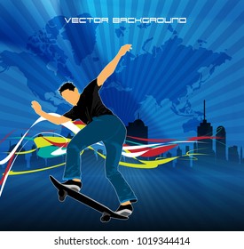 Skateboarder, sport background