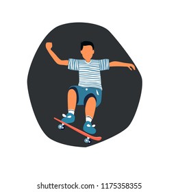 skateboarder in stripe shirt vector