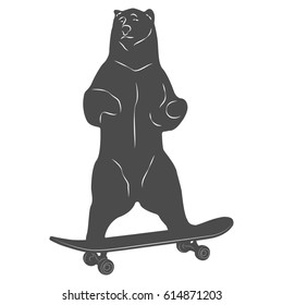 skateboarder, stunts, jumping, vector, silhouette, white background, sports, bear, bear skateboard,