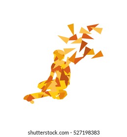 Skateboarder vector background abstract concept made of polygon fragments isolated on white