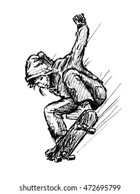 skateboarder vector sketch