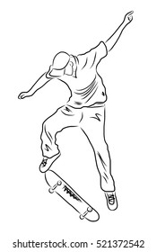 Skateboarder. Vector sketch.