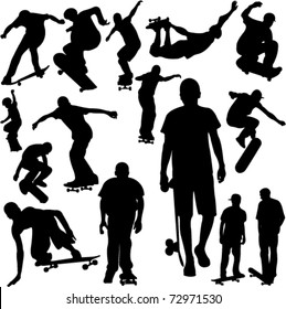 Skateboarder-Sammlung Silhouetten - Vektorgrafik