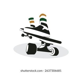 Skateboarder's Foot and Shoe on Board Silhouette