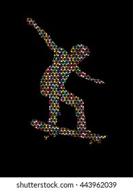 Skateboarders jumping designed using colorful geometric graphic vector.