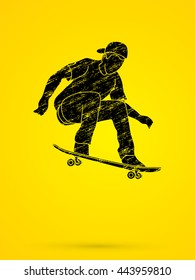 Skateboarders jumping designed using grunge brush graphic vector.