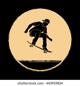 Skateboarders jumping graphic vector.
