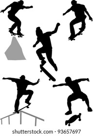 skateboarders silhouettes vector