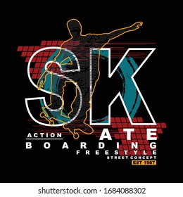 skateboarding adrenaline typography graphic t shirt for print vector illustration design