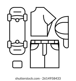 skateboarding apparel line icon vector. skateboarding apparel sign. isolated contour symbol black illustration