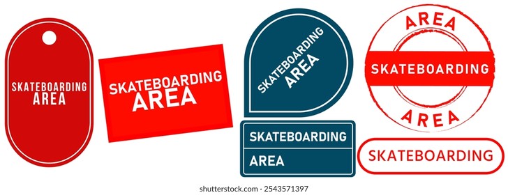 Skateboarding area zone place skateboard board sport game athlete balance skater stamp badge sticker colorful label emblem icon design collection