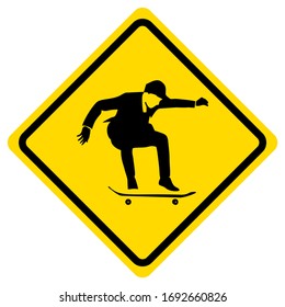 skateboarding attention sign vector isolated on white 