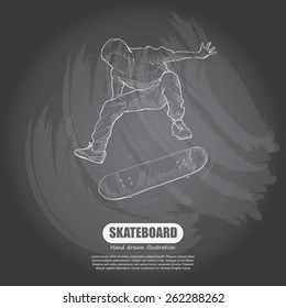 Skateboarding background Design. Hand drawn.