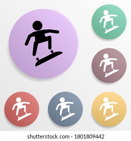 Skateboarding badge color set icon. Simple glyph, flat vector of sport icons for ui and ux, website or mobile application