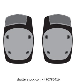 Skateboarding, bicycle, roller skating protective gear in flat vector style. Knee pads.