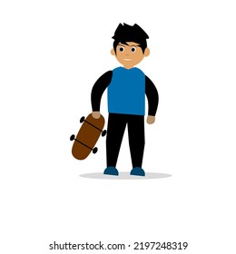 skateboarding boy cartoon photo vector illustration