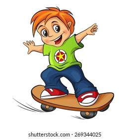 Skateboarding boy. Vector illustration isolated on white background