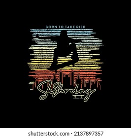 skateboarding, Brooklyn, born to be free, typography graphic design, for t-shirt prints, vector illustration 