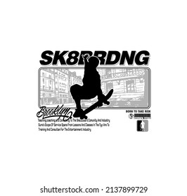 skateboarding, Brooklyn, born to be free, typography graphic design, for t-shirt prints, vector illustration. 