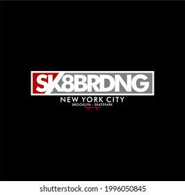 Skateboarding, Brooklyn, freestyle action, typography graphic design, for t-shirt prints, vector illustration