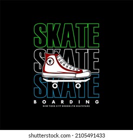 skateboarding, Brooklyn, freestyle action, typography graphic design, for t-shirt prints, vector illustration